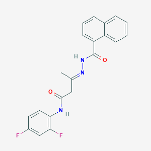 (3E)-N-(2,4-difluorophenyl)-3-[2-(naphthalen-1-ylcarbonyl)hydrazinylidene]butanamide