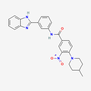 molecular formula C26H25N5O3 B11560488 N-[3-(1H-benzimidazol-2-yl)phenyl]-4-(4-methylpiperidin-1-yl)-3-nitrobenzamide 