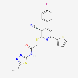 2-{[3-cyano-4-(4-fluorophenyl)-6-(thiophen-2-yl)pyridin-2-yl]sulfanyl}-N-(5-ethyl-1,3,4-thiadiazol-2-yl)acetamide