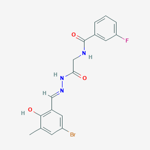 N-({N'-[(E)-(5-Bromo-2-hydroxy-3-methylphenyl)methylidene]hydrazinecarbonyl}methyl)-3-fluorobenzamide