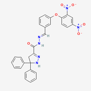 N'-[(E)-[3-(2,4-Dinitrophenoxy)phenyl]methylidene]-5,5-diphenyl-4,5-dihydro-1H-pyrazole-3-carbohydrazide