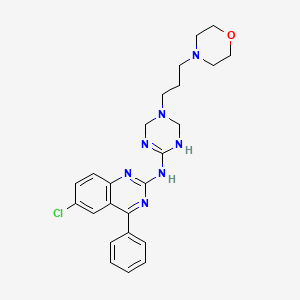 molecular formula C24H28ClN7O B11560563 6-chloro-N-{5-[3-(morpholin-4-yl)propyl]-1,4,5,6-tetrahydro-1,3,5-triazin-2-yl}-4-phenylquinazolin-2-amine 