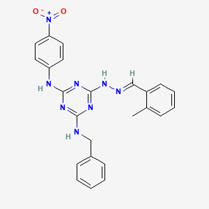 N-benzyl-6-[(2E)-2-(2-methylbenzylidene)hydrazinyl]-N'-(4-nitrophenyl)-1,3,5-triazine-2,4-diamine