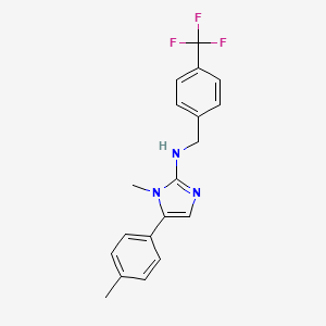 molecular formula C19H18F3N3 B11560616 1-methyl-5-(4-methylphenyl)-N-[4-(trifluoromethyl)benzyl]-1H-imidazol-2-amine 