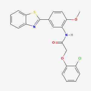 molecular formula C22H17ClN2O3S B11560622 N-[5-(1,3-benzothiazol-2-yl)-2-methoxyphenyl]-2-(2-chlorophenoxy)acetamide 