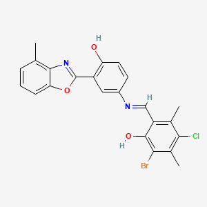 2-bromo-4-chloro-6-[(E)-{[4-hydroxy-3-(4-methyl-1,3-benzoxazol-2-yl)phenyl]imino}methyl]-3,5-dimethylphenol