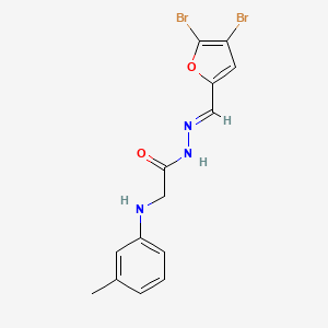 molecular formula C14H13Br2N3O2 B11560639 N'-[(E)-(4,5-dibromofuran-2-yl)methylidene]-2-[(3-methylphenyl)amino]acetohydrazide (non-preferred name) 