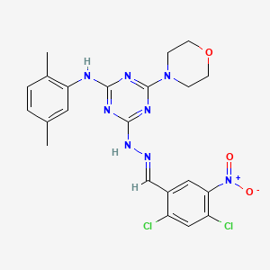 4-[(2E)-2-(2,4-dichloro-5-nitrobenzylidene)hydrazinyl]-N-(2,5-dimethylphenyl)-6-(morpholin-4-yl)-1,3,5-triazin-2-amine