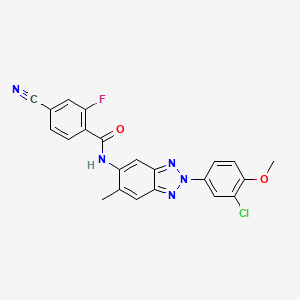 molecular formula C22H15ClFN5O2 B11560663 N-[2-(3-chloro-4-methoxyphenyl)-6-methyl-2H-benzotriazol-5-yl]-4-cyano-2-fluorobenzamide 