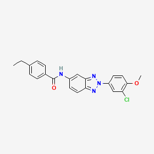 molecular formula C22H19ClN4O2 B11560681 N-[2-(3-chloro-4-methoxyphenyl)-2H-1,2,3-benzotriazol-5-yl]-4-ethylbenzamide 