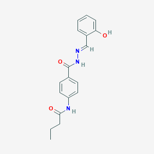 molecular formula C18H19N3O3 B11560683 N-(4-{[(2E)-2-(2-hydroxybenzylidene)hydrazinyl]carbonyl}phenyl)butanamide 