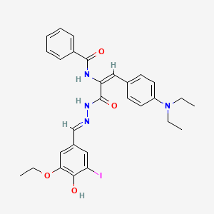 N-{(1E)-1-[4-(diethylamino)phenyl]-3-[(2E)-2-(3-ethoxy-4-hydroxy-5-iodobenzylidene)hydrazinyl]-3-oxoprop-1-en-2-yl}benzamide