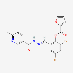 2,4-dibromo-6-[(E)-{2-[(6-methylpyridin-3-yl)carbonyl]hydrazinylidene}methyl]phenyl furan-2-carboxylate