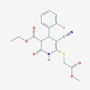 Ethyl 5-cyano-4-(2-iodophenyl)-6-[(2-methoxy-2-oxoethyl)sulfanyl]-2-oxo-1,2,3,4-tetrahydropyridine-3-carboxylate