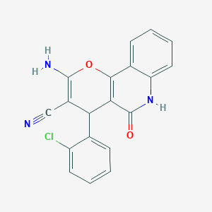 molecular formula C19H12ClN3O2 B11560744 2-amino-4-(2-chlorophenyl)-5-oxo-5,6-dihydro-4H-pyrano[3,2-c]quinoline-3-carbonitrile 