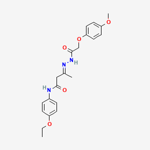 (3E)-N-(4-ethoxyphenyl)-3-{2-[(4-methoxyphenoxy)acetyl]hydrazinylidene}butanamide