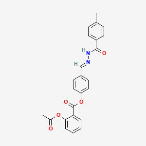 molecular formula C24H20N2O5 B11560752 4-[(E)-{2-[(4-methylphenyl)carbonyl]hydrazinylidene}methyl]phenyl 2-(acetyloxy)benzoate 