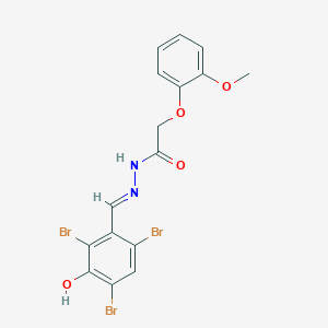 molecular formula C16H13Br3N2O4 B11560763 2-(2-methoxyphenoxy)-N'-[(E)-(2,4,6-tribromo-3-hydroxyphenyl)methylidene]acetohydrazide 