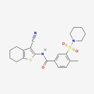 N-(3-cyano-4,5,6,7-tetrahydro-1-benzothiophen-2-yl)-4-methyl-3-(piperidin-1-ylsulfonyl)benzamide