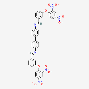 molecular formula C38H24N6O10 B11560788 N,N'-bis{(Z)-[3-(2,4-dinitrophenoxy)phenyl]methylidene}biphenyl-4,4'-diamine 