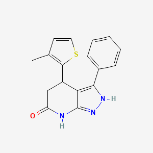 molecular formula C17H15N3OS B11560793 4-(3-methylthiophen-2-yl)-3-phenyl-2,4,5,7-tetrahydro-6H-pyrazolo[3,4-b]pyridin-6-one 