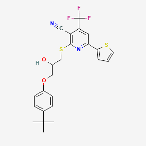 2-{[3-(4-Tert-butylphenoxy)-2-hydroxypropyl]sulfanyl}-6-(thiophen-2-yl)-4-(trifluoromethyl)pyridine-3-carbonitrile