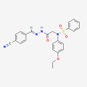 molecular formula C24H22N4O4S B11560832 N-({N'-[(E)-(4-Cyanophenyl)methylidene]hydrazinecarbonyl}methyl)-N-(4-ethoxyphenyl)benzenesulfonamide 