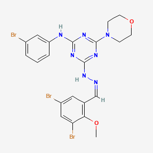 molecular formula C21H20Br3N7O2 B11560833 N-(3-bromophenyl)-4-[(2Z)-2-(3,5-dibromo-2-methoxybenzylidene)hydrazinyl]-6-(morpholin-4-yl)-1,3,5-triazin-2-amine 