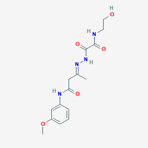 molecular formula C15H20N4O5 B11560839 (3E)-3-(2-{[(2-hydroxyethyl)amino](oxo)acetyl}hydrazinylidene)-N-(3-methoxyphenyl)butanamide 