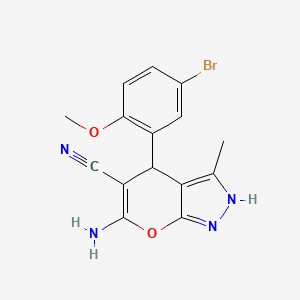 6-Amino-4-(5-bromo-2-methoxyphenyl)-3-methyl-1,4-dihydropyrano[2,3-c]pyrazole-5-carbonitrile