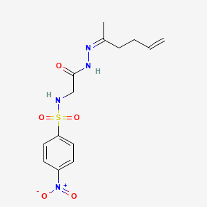 molecular formula C14H18N4O5S B11560894 N-({N'-[(2Z)-Hex-5-EN-2-ylidene]hydrazinecarbonyl}methyl)-4-nitrobenzene-1-sulfonamide 