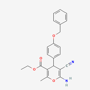 molecular formula C23H22N2O4 B11560901 ethyl 6-amino-4-[4-(benzyloxy)phenyl]-5-cyano-2-methyl-4H-pyran-3-carboxylate 