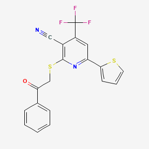 2-[(2-Oxo-2-phenylethyl)sulfanyl]-6-(thiophen-2-yl)-4-(trifluoromethyl)pyridine-3-carbonitrile