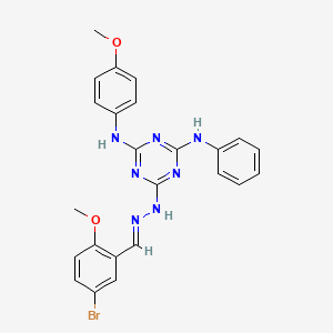 6-[(2E)-2-(5-bromo-2-methoxybenzylidene)hydrazinyl]-N-(4-methoxyphenyl)-N'-phenyl-1,3,5-triazine-2,4-diamine