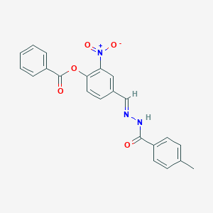 molecular formula C22H17N3O5 B11560926 4-[(E)-{2-[(4-methylphenyl)carbonyl]hydrazinylidene}methyl]-2-nitrophenyl benzoate 