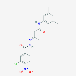 (3E)-3-{2-[(3-chloro-4-nitrophenyl)carbonyl]hydrazinylidene}-N-(3,5-dimethylphenyl)butanamide