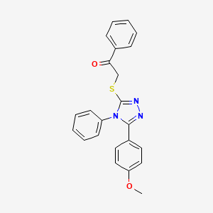 molecular formula C23H19N3O2S B11560950 2-{[5-(4-methoxyphenyl)-4-phenyl-4H-1,2,4-triazol-3-yl]sulfanyl}-1-phenylethan-1-one 