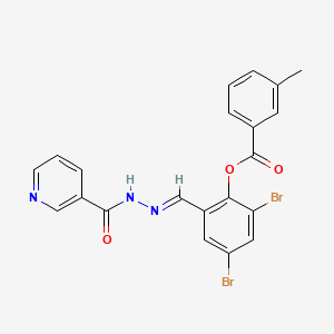 2,4-dibromo-6-{(E)-[2-(pyridin-3-ylcarbonyl)hydrazinylidene]methyl}phenyl 3-methylbenzoate