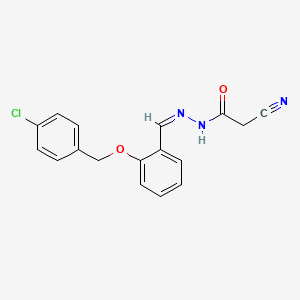 molecular formula C17H14ClN3O2 B11560959 N'-[(Z)-{2-[(4-chlorobenzyl)oxy]phenyl}methylidene]-2-cyanoacetohydrazide 