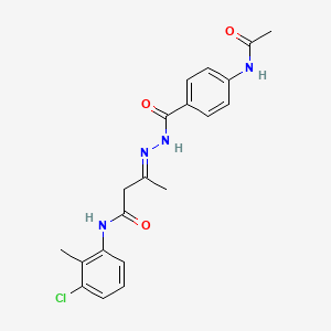 (3E)-3-(2-{[4-(acetylamino)phenyl]carbonyl}hydrazinylidene)-N-(3-chloro-2-methylphenyl)butanamide