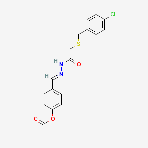 4-[(E)-(2-{[(4-chlorobenzyl)sulfanyl]acetyl}hydrazinylidene)methyl]phenyl acetate