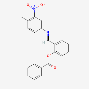 molecular formula C21H16N2O4 B11561069 2-[(E)-[(4-Methyl-3-nitrophenyl)imino]methyl]phenyl benzoate 