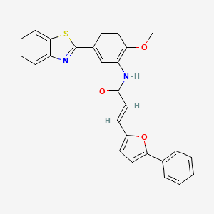 molecular formula C27H20N2O3S B11561083 (2E)-N-[5-(1,3-benzothiazol-2-yl)-2-methoxyphenyl]-3-(5-phenylfuran-2-yl)prop-2-enamide 