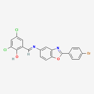 molecular formula C20H11BrCl2N2O2 B11561084 2-[(E)-{[2-(4-bromophenyl)-1,3-benzoxazol-5-yl]imino}methyl]-4,6-dichlorophenol 