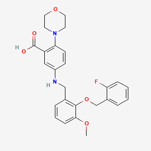 molecular formula C26H27FN2O5 B11561099 5-({2-[(2-Fluorobenzyl)oxy]-3-methoxybenzyl}amino)-2-(morpholin-4-yl)benzoic acid 