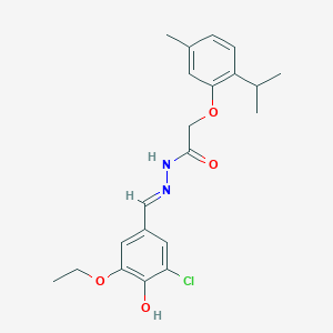 N'-[(E)-(3-chloro-5-ethoxy-4-hydroxyphenyl)methylidene]-2-[5-methyl-2-(propan-2-yl)phenoxy]acetohydrazide