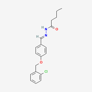 molecular formula C19H21ClN2O2 B11561123 N'-[(E)-{4-[(2-chlorobenzyl)oxy]phenyl}methylidene]pentanehydrazide 