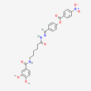 molecular formula C29H30N4O8 B11561135 4-[(E)-({6-[(3,4-Dimethoxyphenyl)formamido]hexanamido}imino)methyl]phenyl 4-nitrobenzoate 