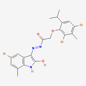 N'-[(3Z)-5-bromo-7-methyl-2-oxo-1,2-dihydro-3H-indol-3-ylidene]-2-[2,4-dibromo-3-methyl-6-(propan-2-yl)phenoxy]acetohydrazide