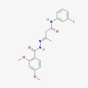 molecular formula C19H20IN3O4 B11561148 (3E)-3-{2-[(2,4-dimethoxyphenyl)carbonyl]hydrazinylidene}-N-(3-iodophenyl)butanamide 